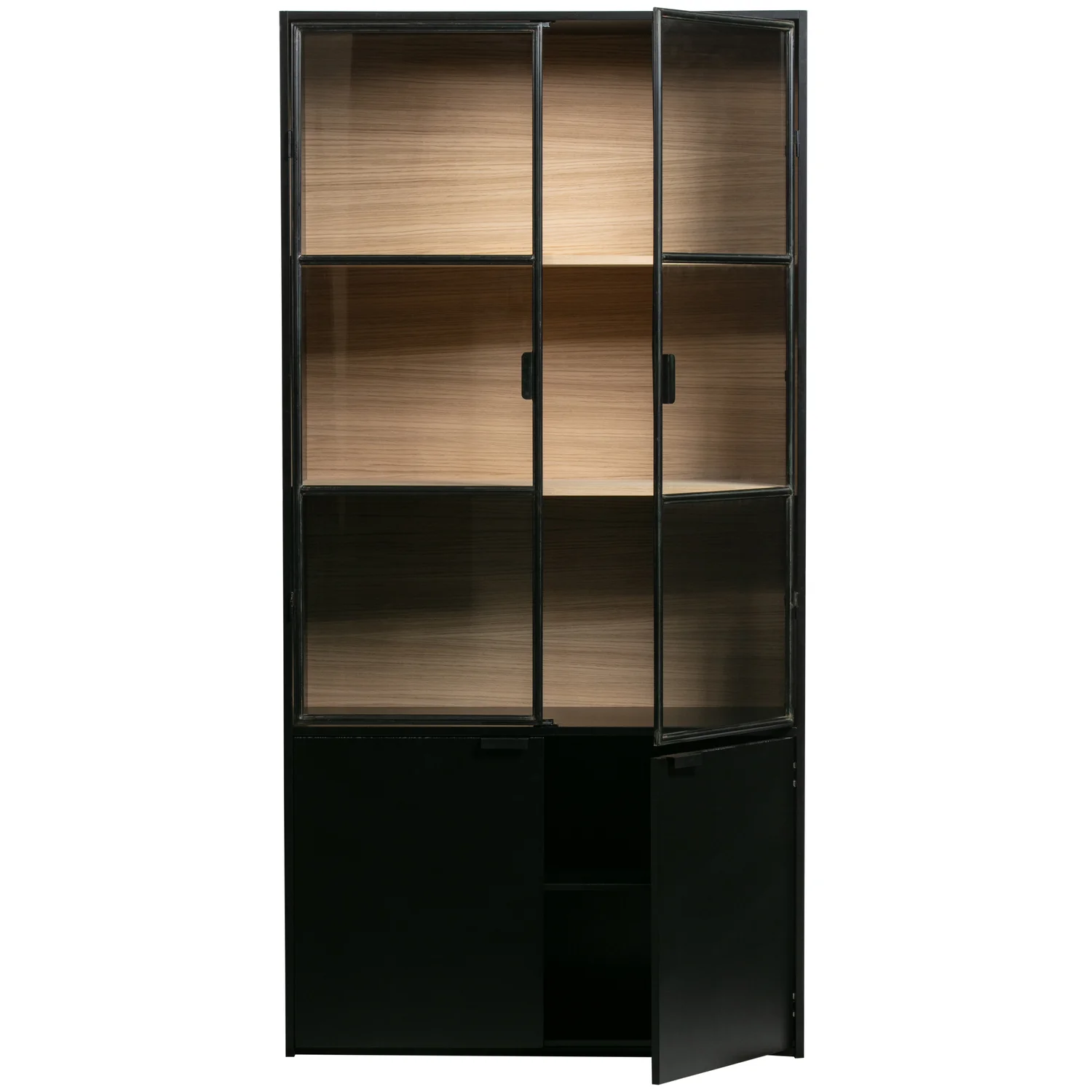 Vitrinenschrank SIVAN H 200 cm Schrank Holzschrank Kiefernholz schwarz
