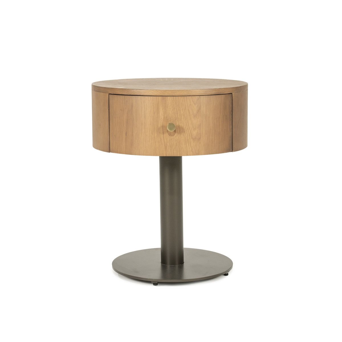Nachtschränkchen Skye H 60 cm Eiche Massivholz braun Metall Nachttisch
