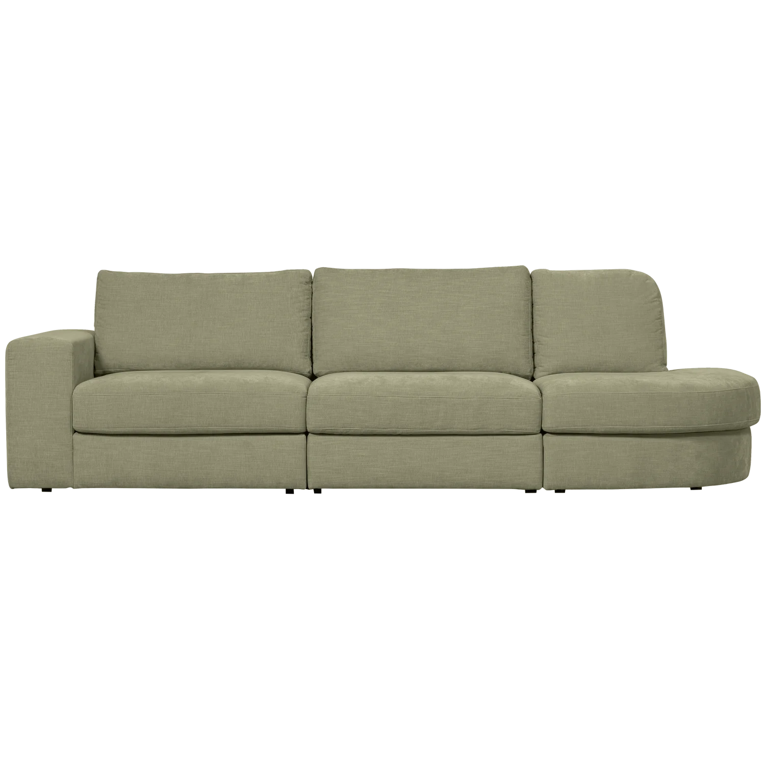 2,5 Sitzer Sofa FAMILY Webstoff grün mit Rundung rechts