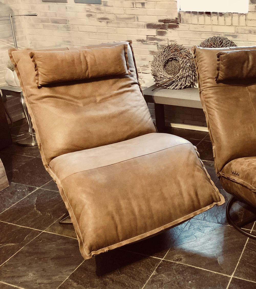 Relaxsessel LOOS elektrisch verstellbar incl. Akku Leder Vintage cognac