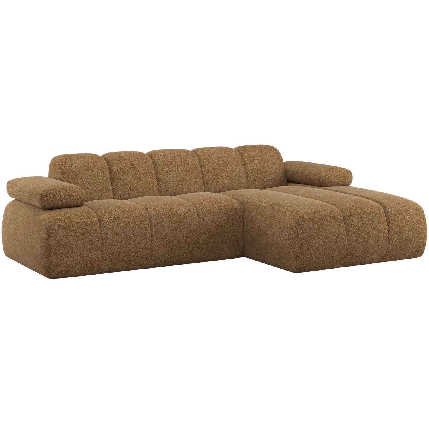 Eckgsofa MOJO weicher Chenille-Stoff honiggelb Longchair rechts