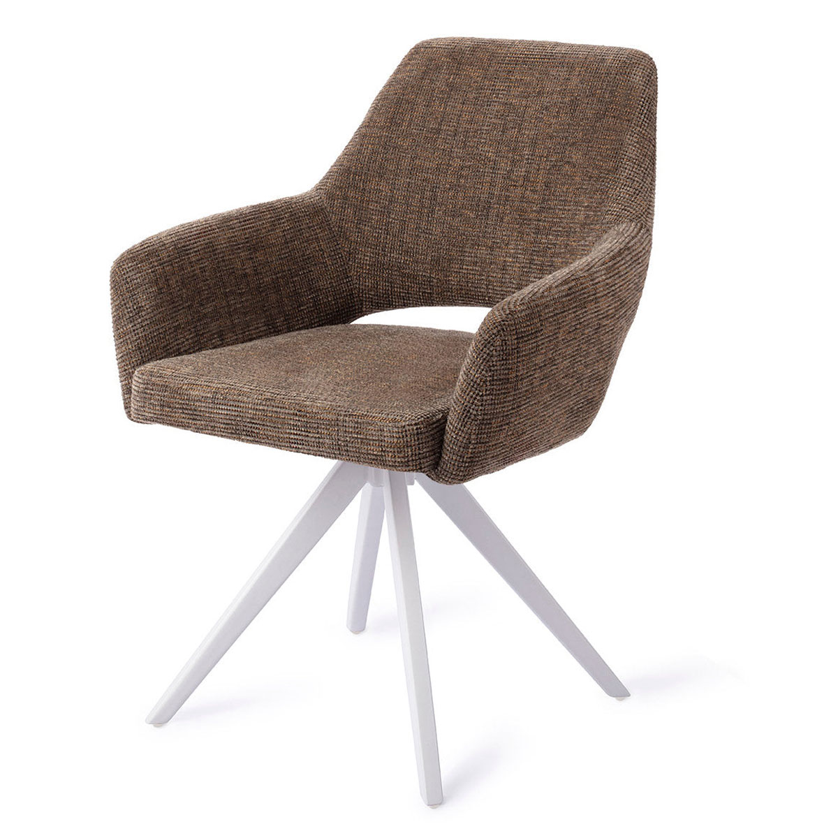 Esszimmerstuhl YANAI drehbar – Kastanie mit weißem Gestell