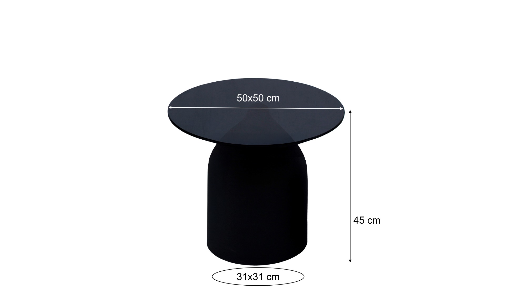 Couchtisch Isa rund Ø 50 cm Glasplatte Metall schwarz
