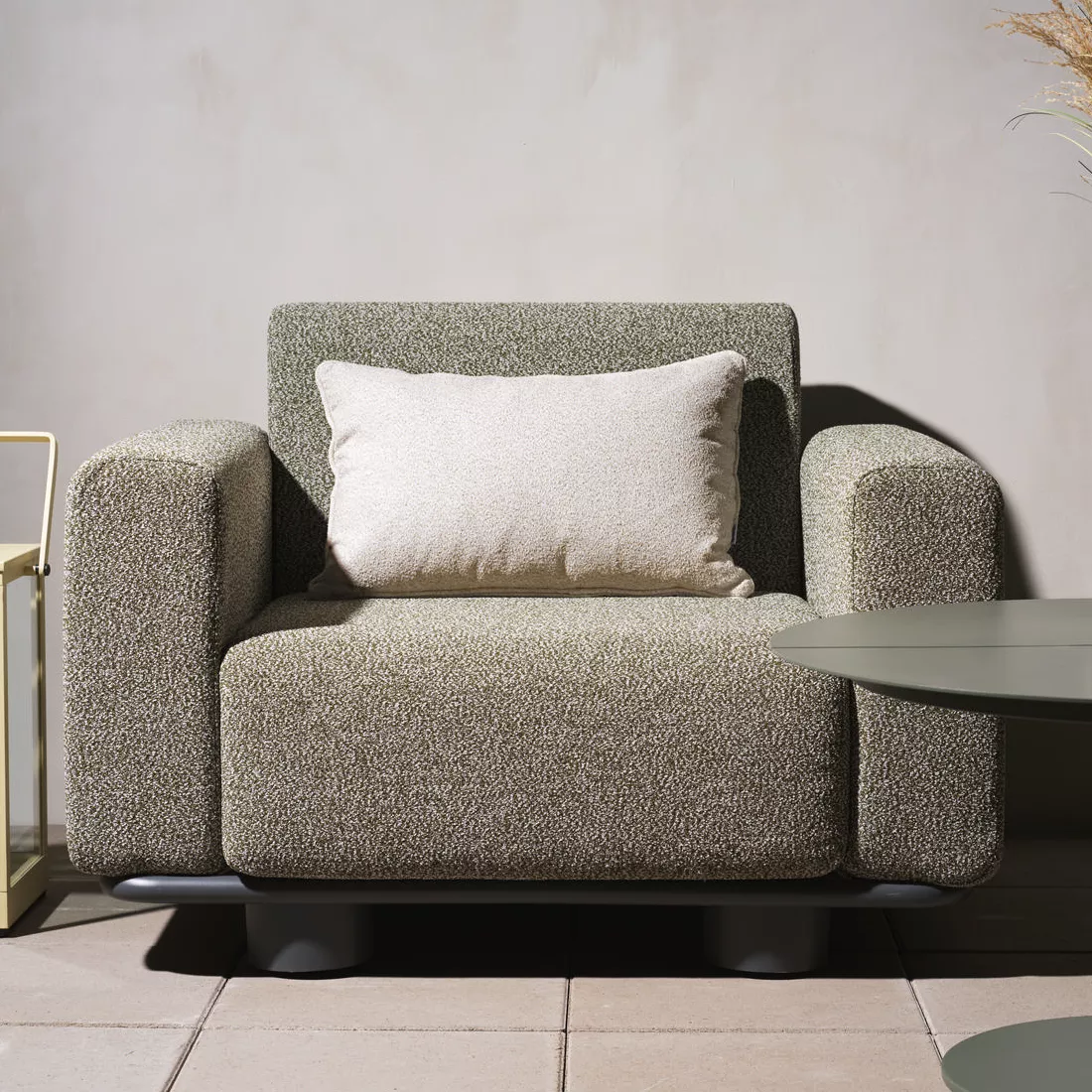 Gartensessel Lounge Sessel Teddy Stoff grün