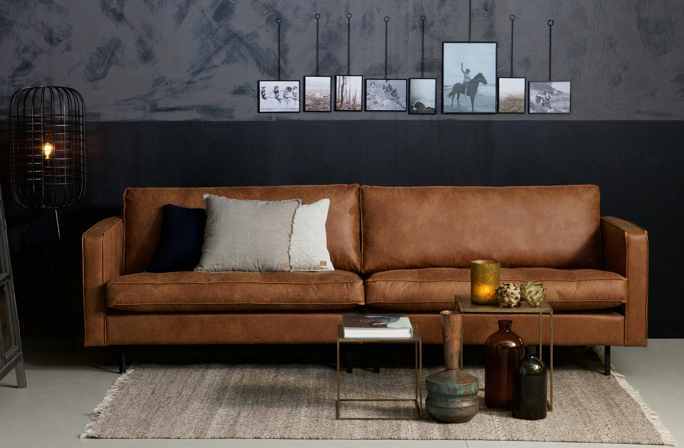 3 Sitzer Sofa RODEO CLASSIC recyceltes Leder cognac