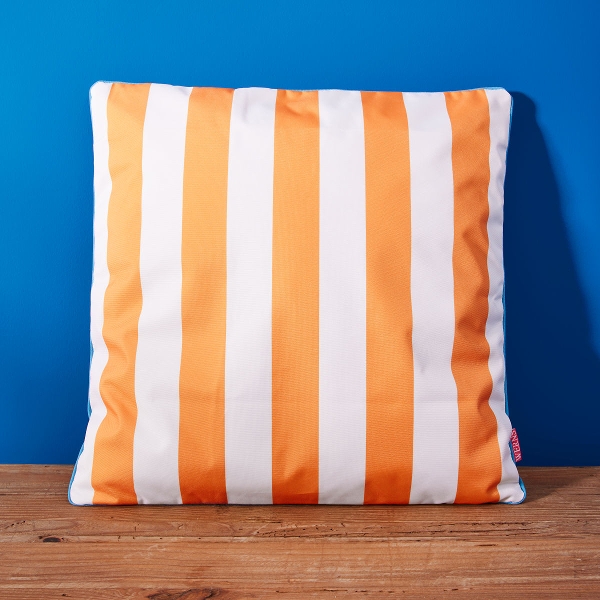 2´er Set Outdoor Kissen orange weiss gestreift 45 x 45 cm Outdoorkissen 