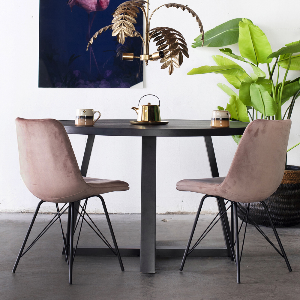 Industrie Esstisch Star Ø 130 cm rund schwarz
