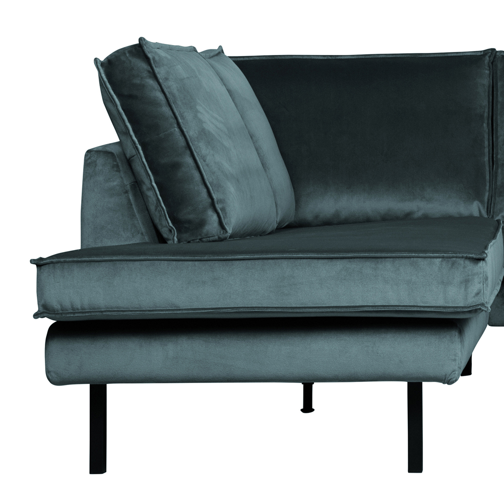 Eckgarnitur Rodeo Samt blaugrün Couch Sofa Ecksofa Longchair links