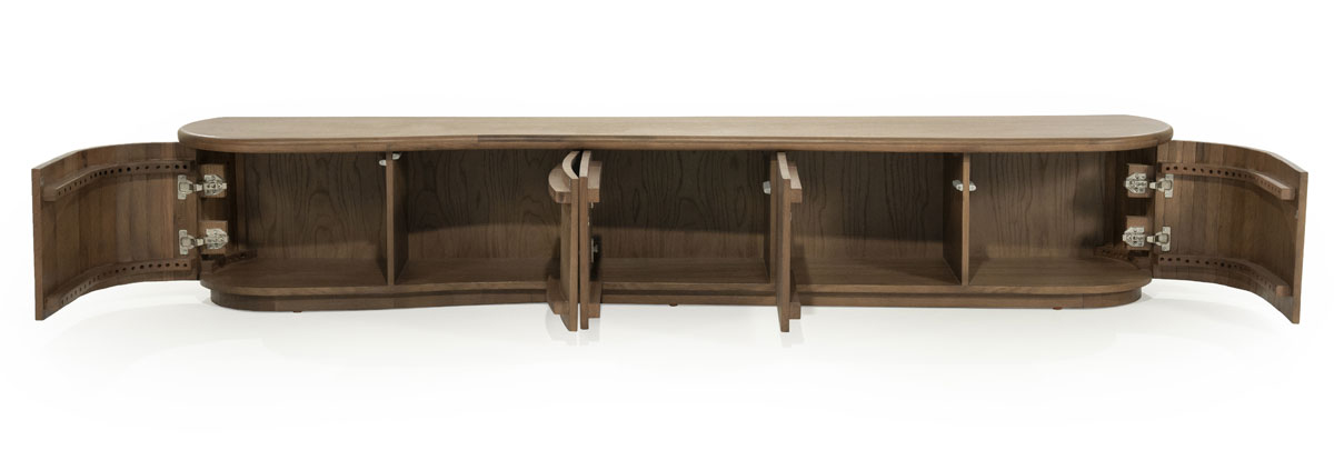 TV Möbel Lowboard Josh 240 cm Eiche Furnier dunkelbraun