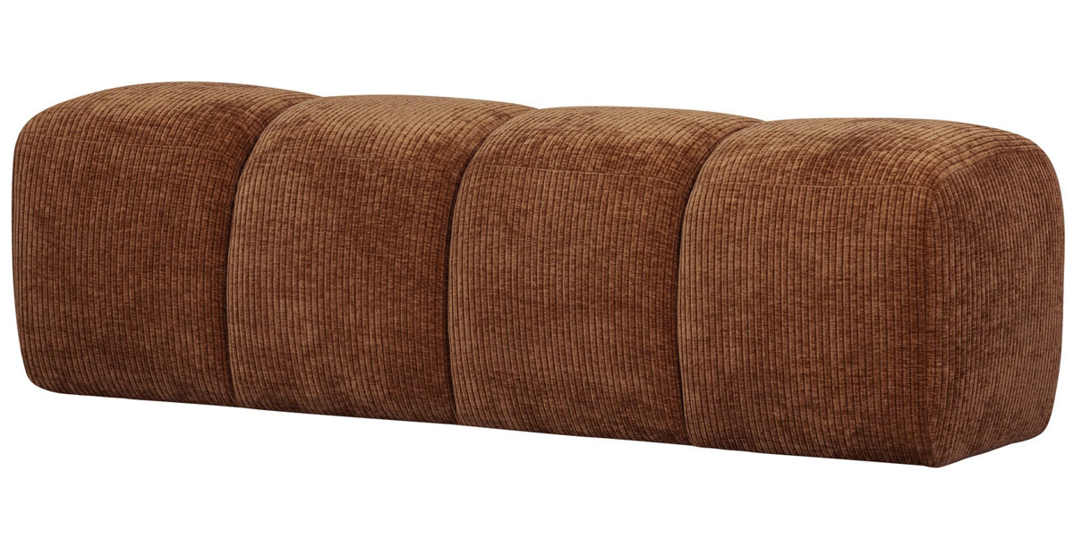 woood Esszimmerbank Hocker MOJO 164 cm gerippter Stoff rostbraun