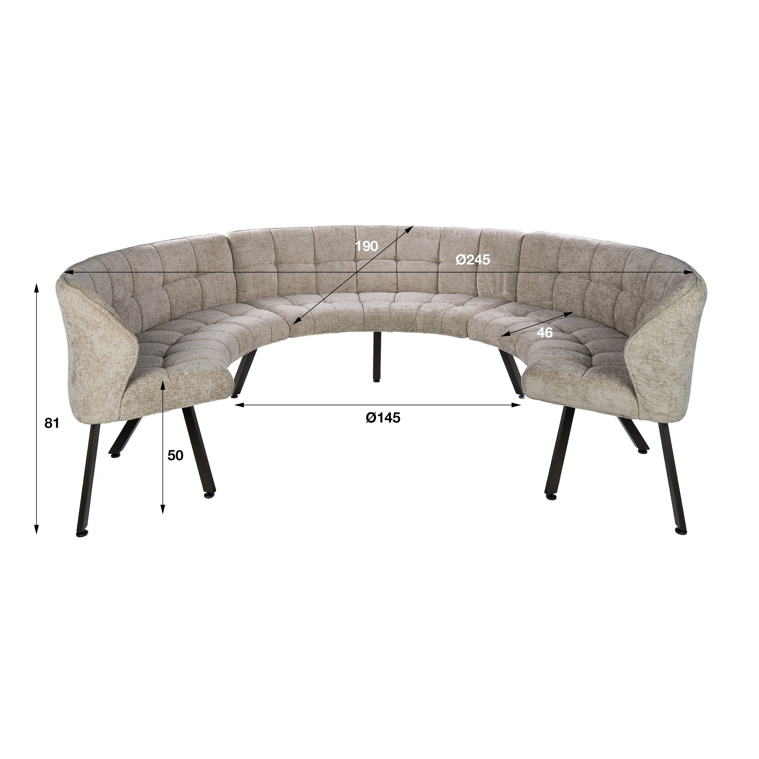 Runde Esszimmerbank FINO 245 cm Stoff sand