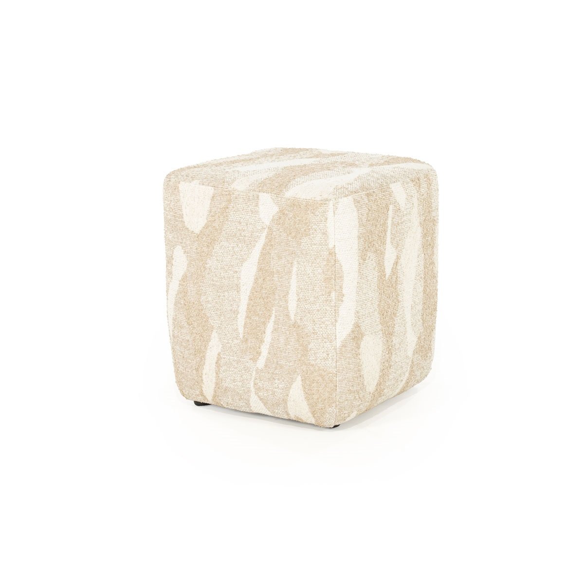 Sitzpouf Hocker Rytm 43 x 43 cm Stoff beige mit Muster Pouf
