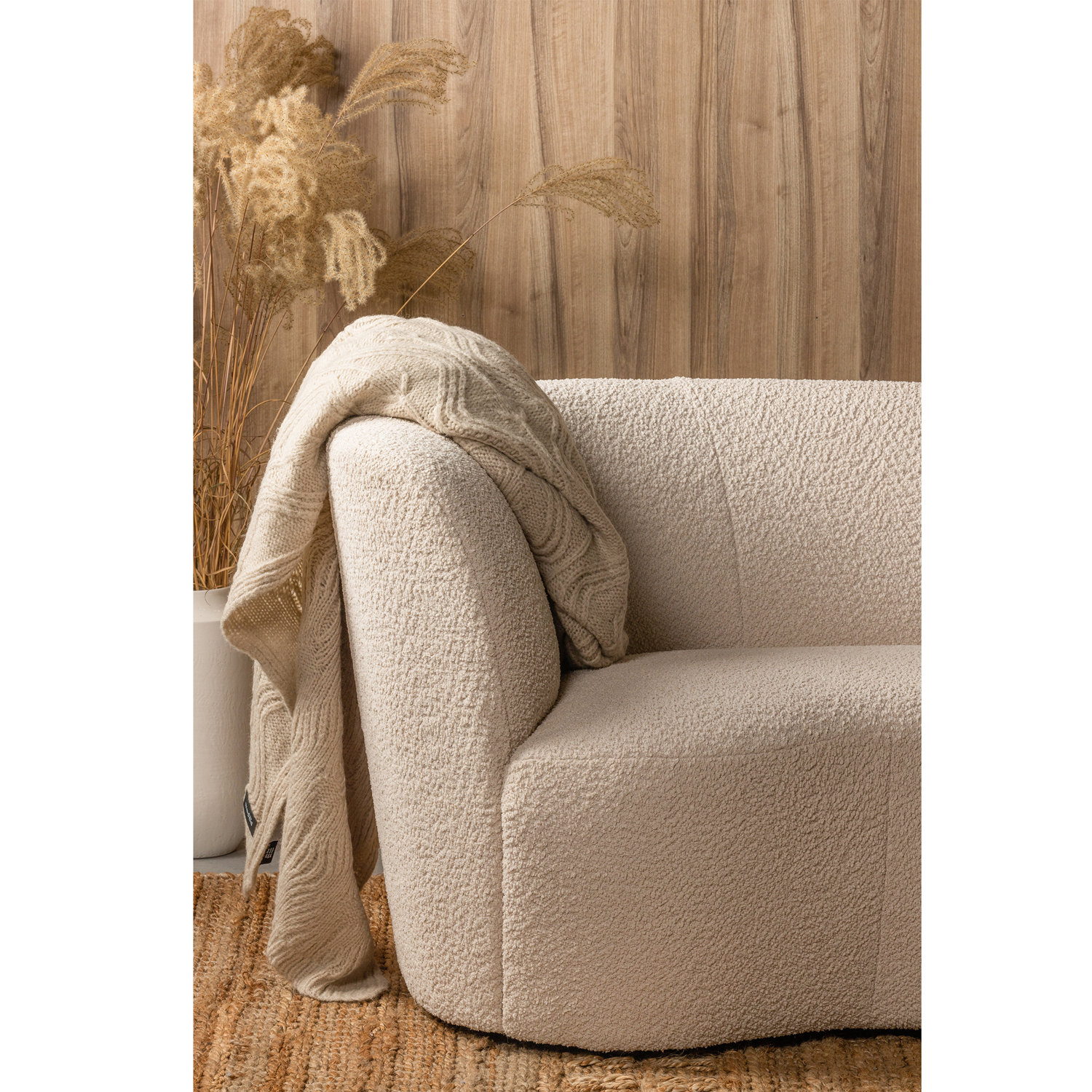 woood kleines Sofa Stone links 112 cm creme Loungesofa