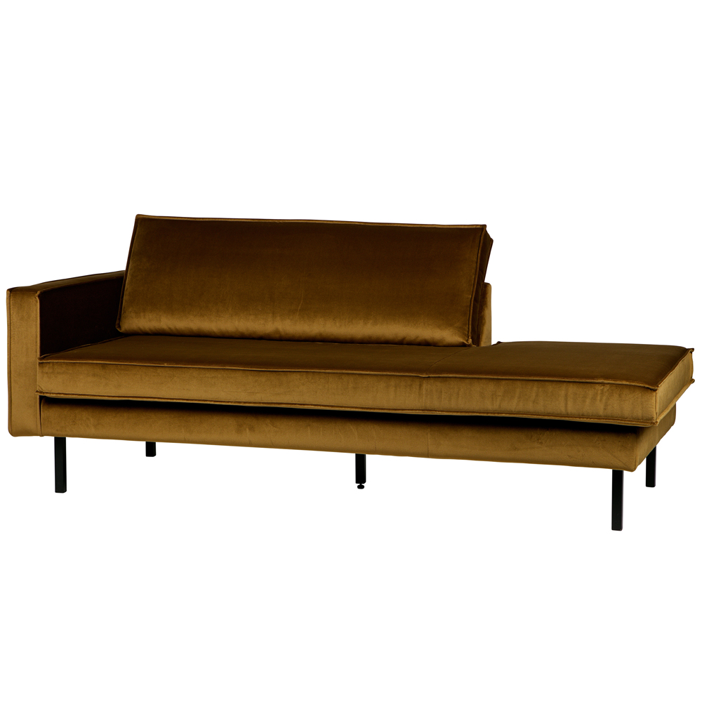 Sofa Chaiselongue RODEO Recamiere Samt honiggelb links Tagesbett