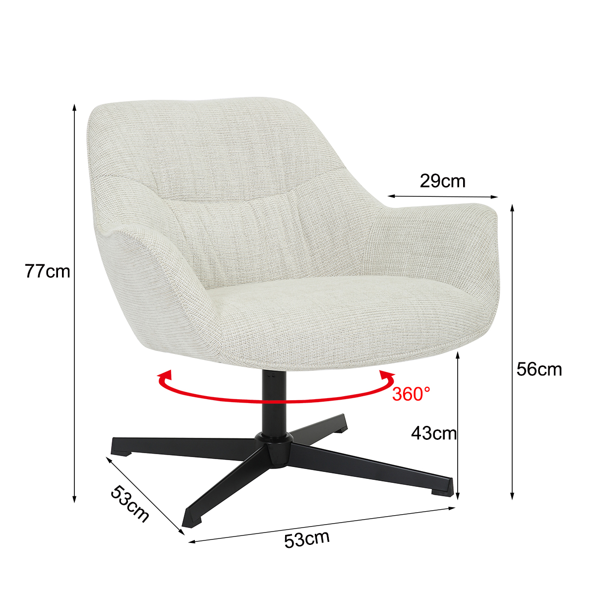Sessel Daphne mit Armlehnen Drehsessel Stoff greige Relaxsessel Fernsehsessel