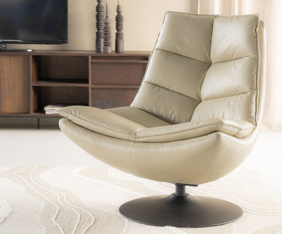 Sessel Relaxsessel Sven Boho Leder beige Drehsessel