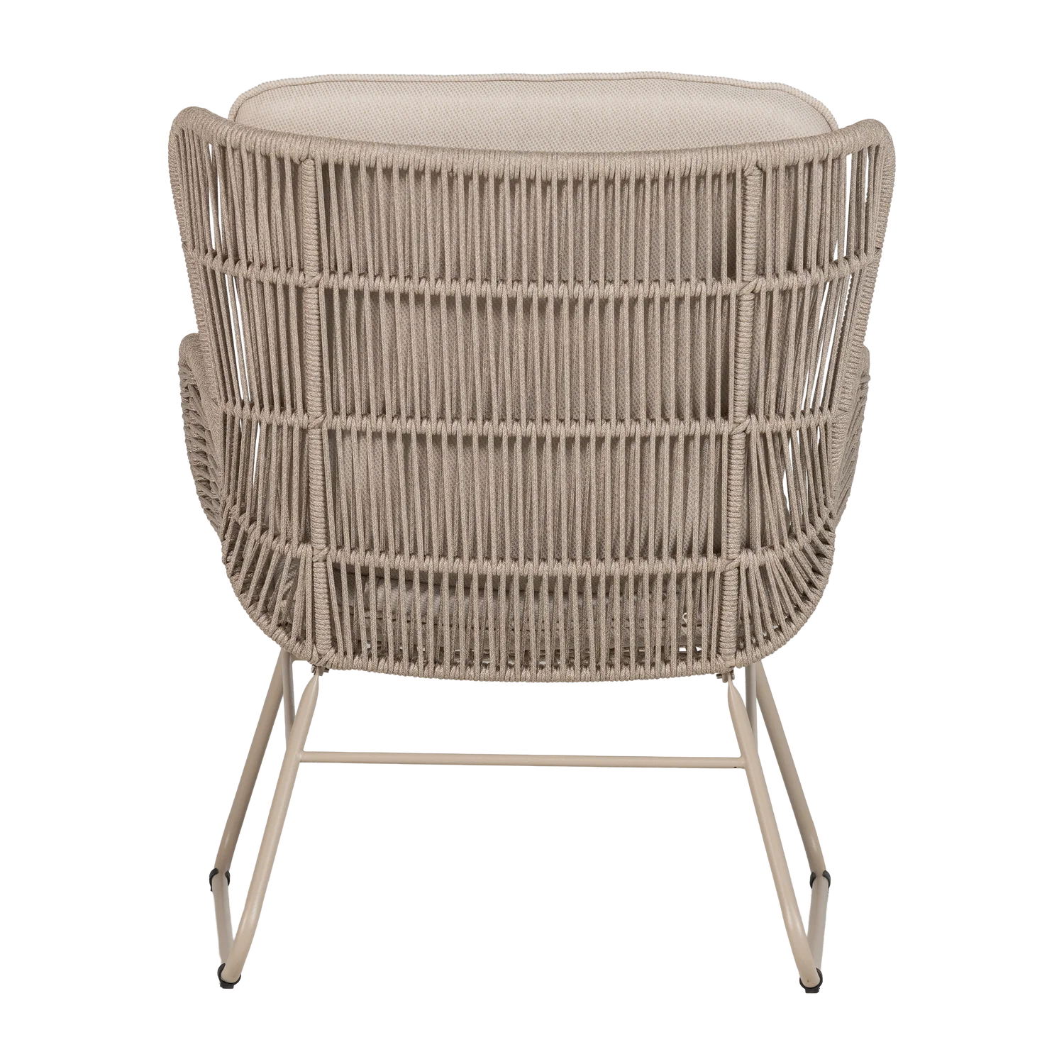 Outdoor Lounge Sessel GRACE sandfarben Gartensessel Metall Geflecht