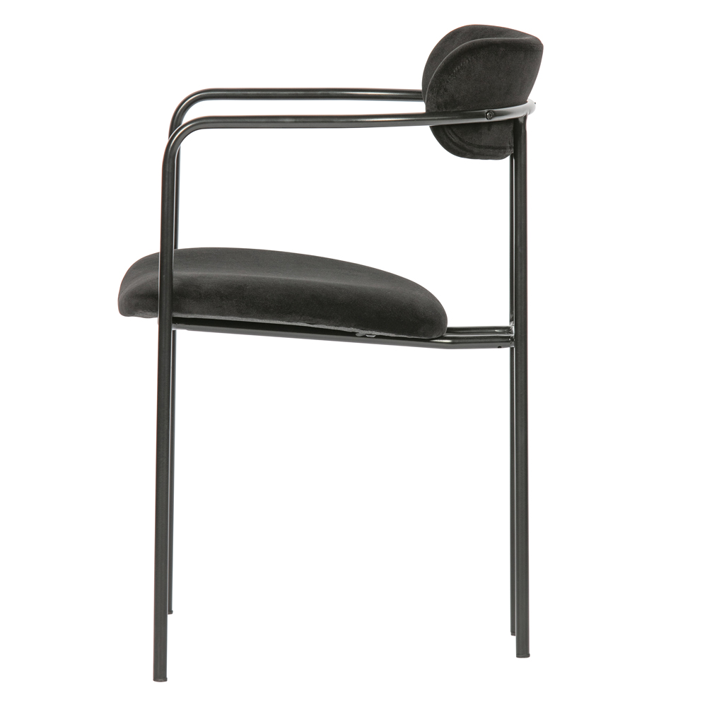 2er Set Esstischstuhl Ivy Samt schwarz Stuhl