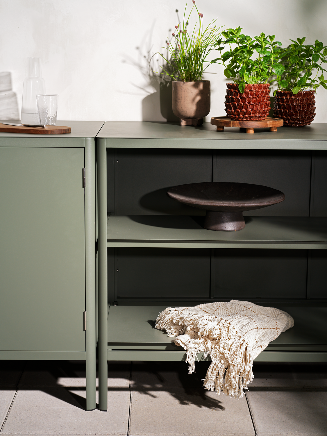 Outdoor Küche Kelia Modul offenes Element 121 cm Aluminium nordic grün