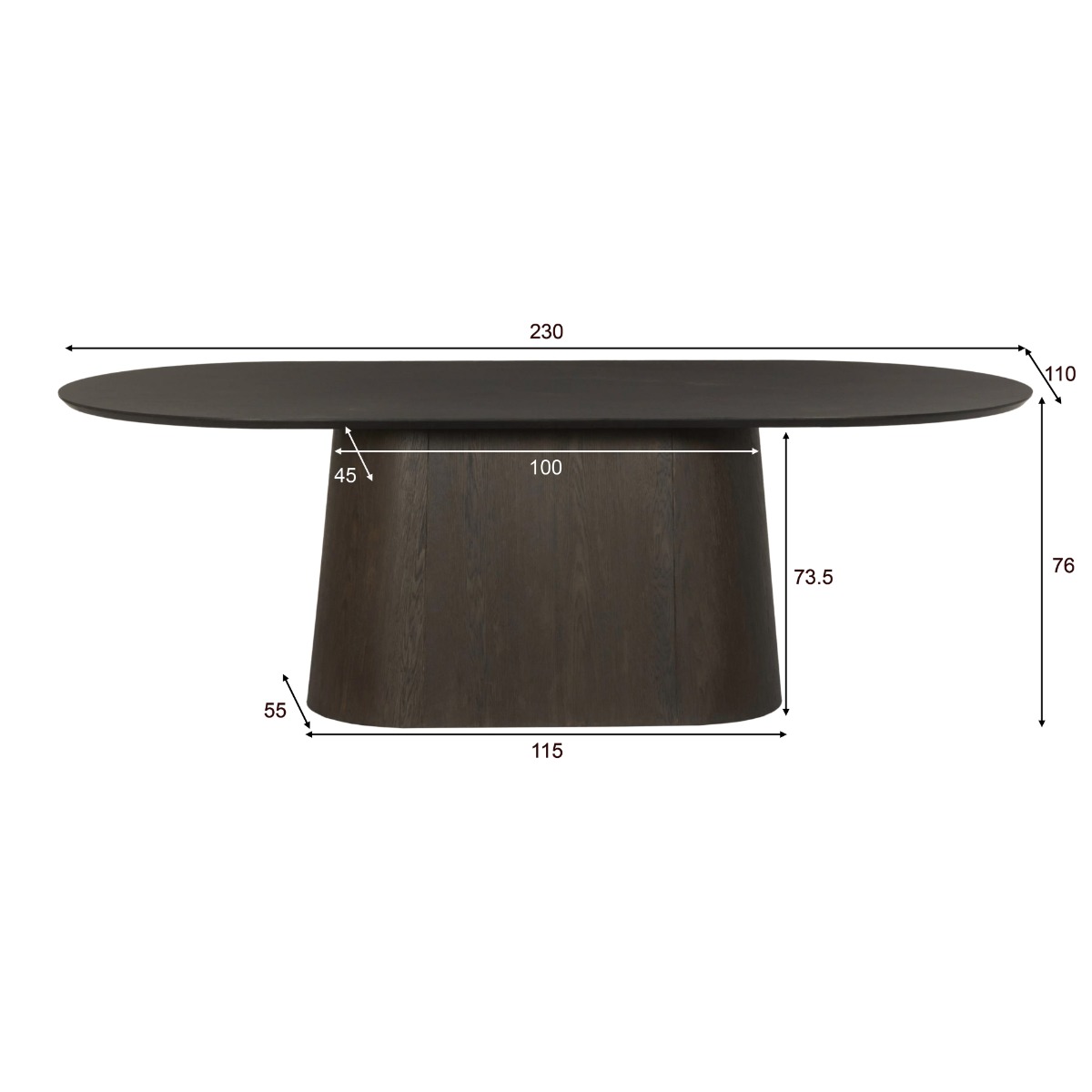 Esstisch Novero 230 x 110 cm Eiche Furnier Espresso braun
