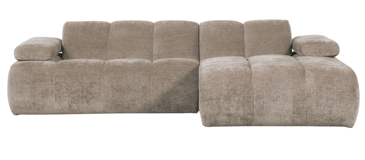 woood Chaiselongue Sofa MOJO rechts gerippter Stoff dunkelsand