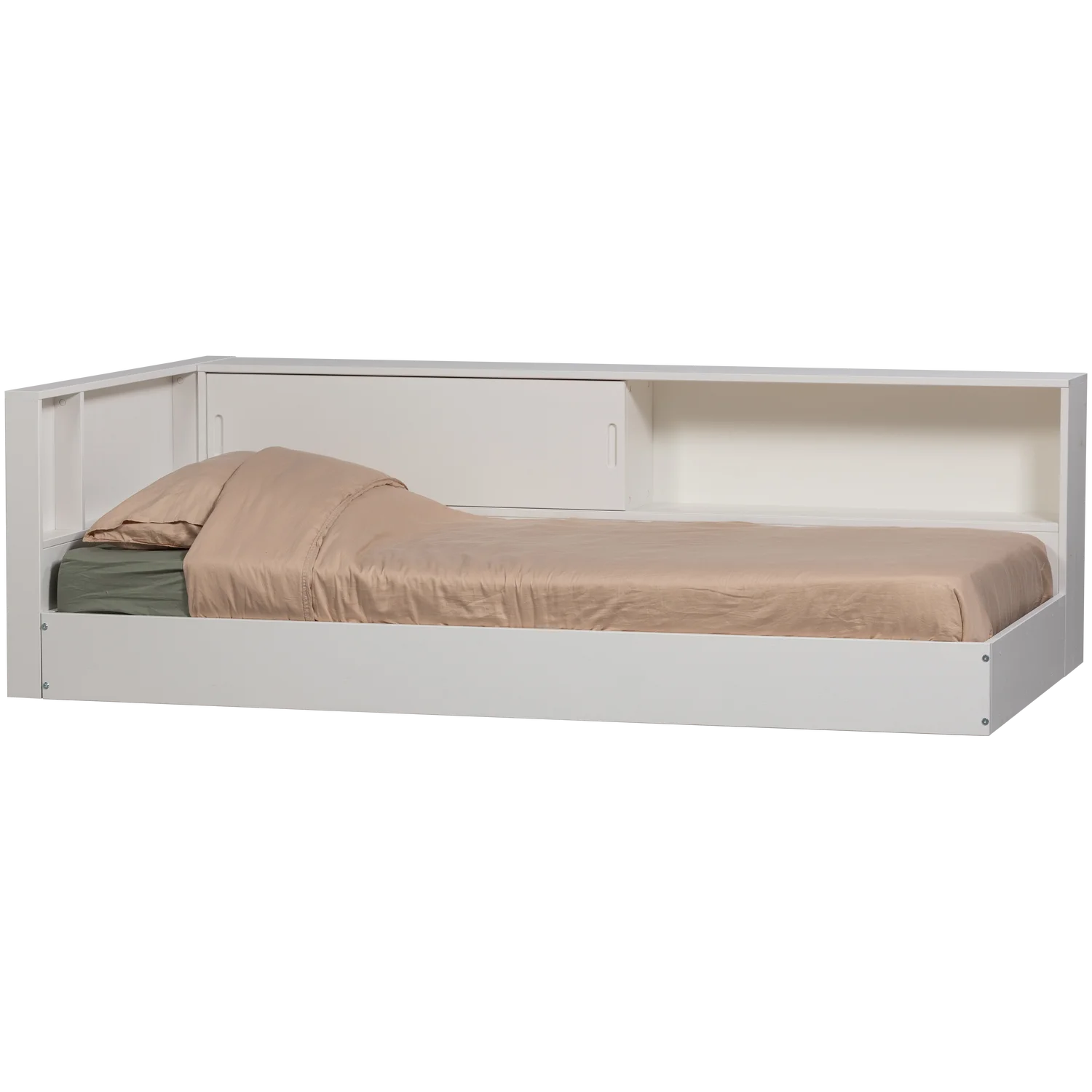 Einzelbett Eckbett links CARTER weiß 200 x 90 cm Kiefer Massivholz Bett
