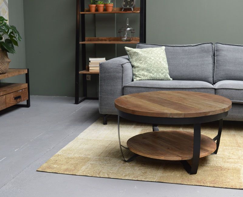 Couchtisch MARK Ø 85 cm Holzplatte