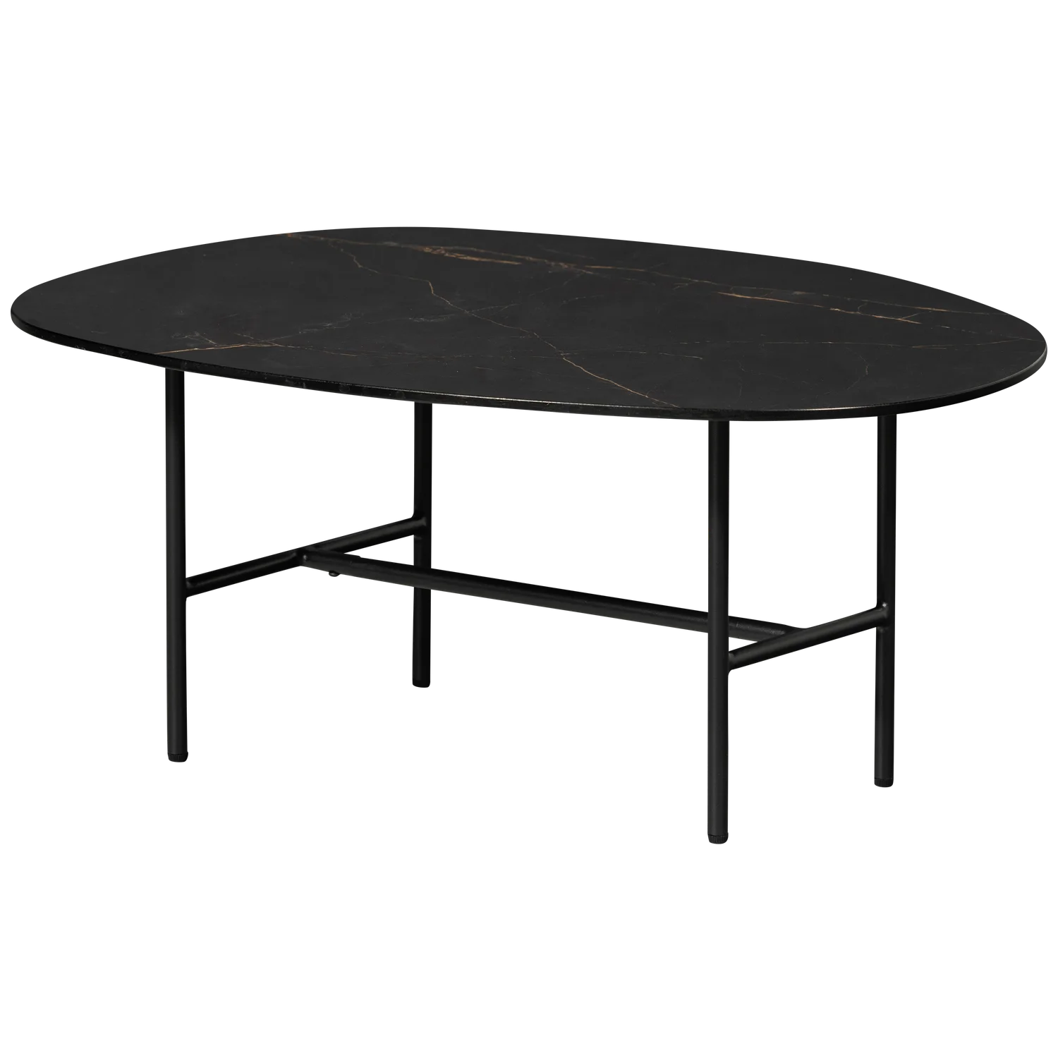 Couchtisch VAJEN 80 x 60 cm Porzellan Metall schwarz