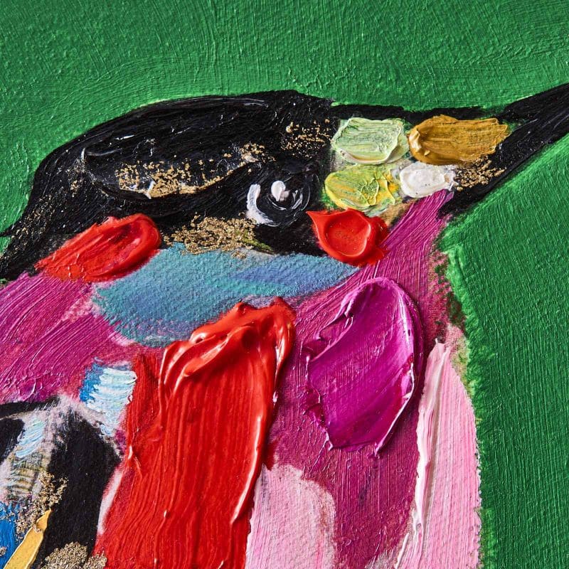 Bild 30 x 30 cm Zwitscherklang Vogel Bird Acryl Leinwand grün