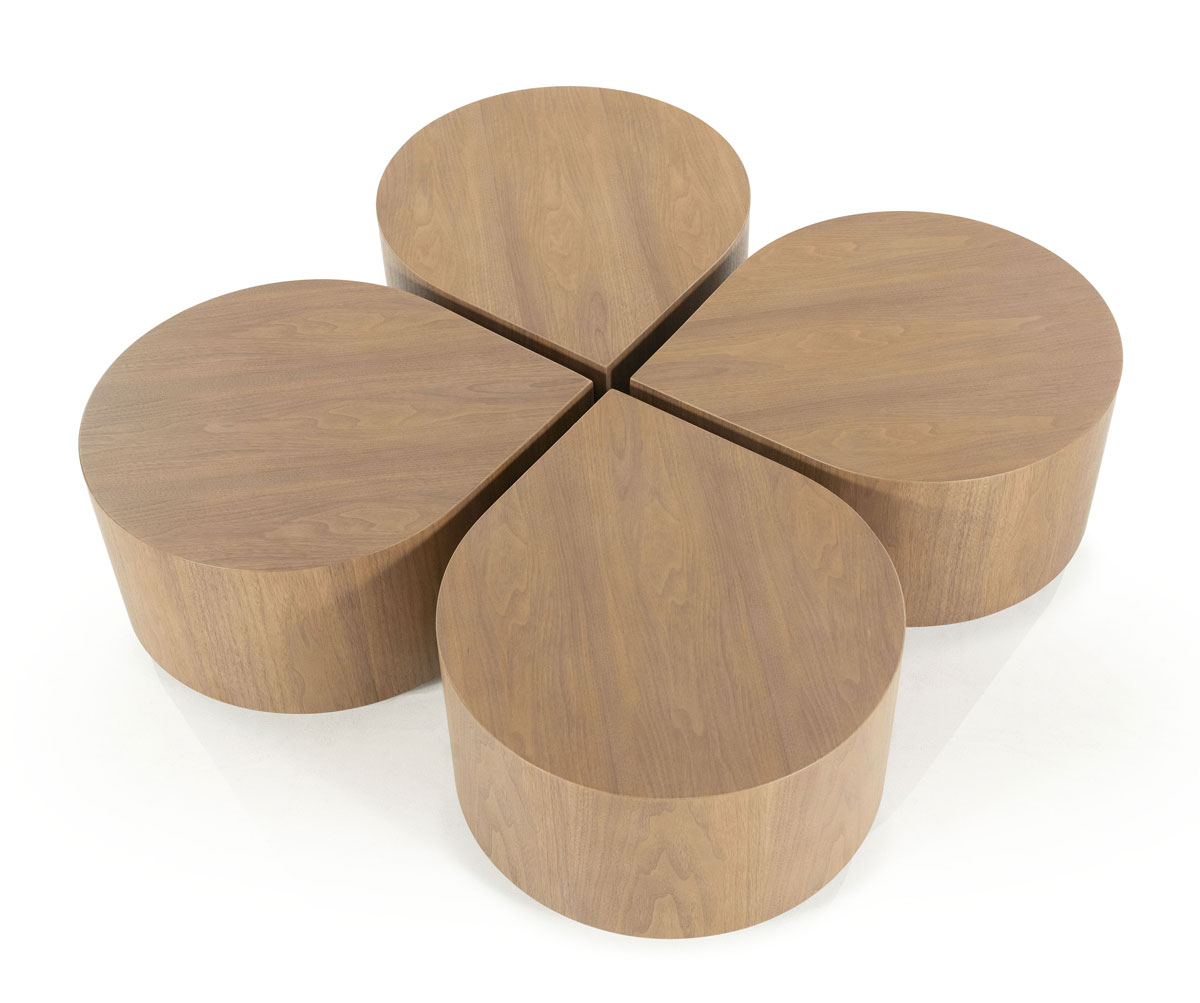 Beistelltisch Jules Tropfenform MDF Wallnuss Furnier hellbraun