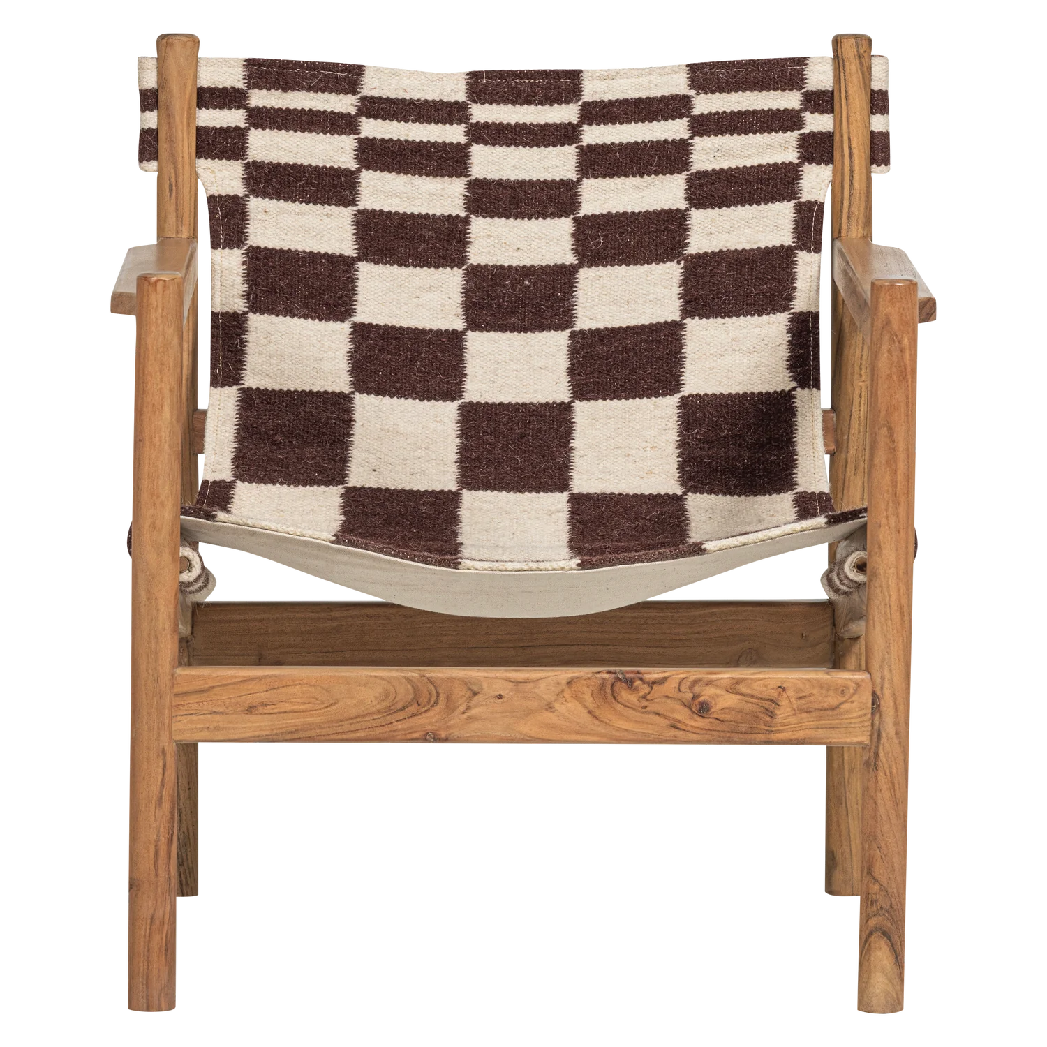 Loungesesel ZANO Sessel Akazienholz Musterstoff Kelim Sitzfläche braun beige