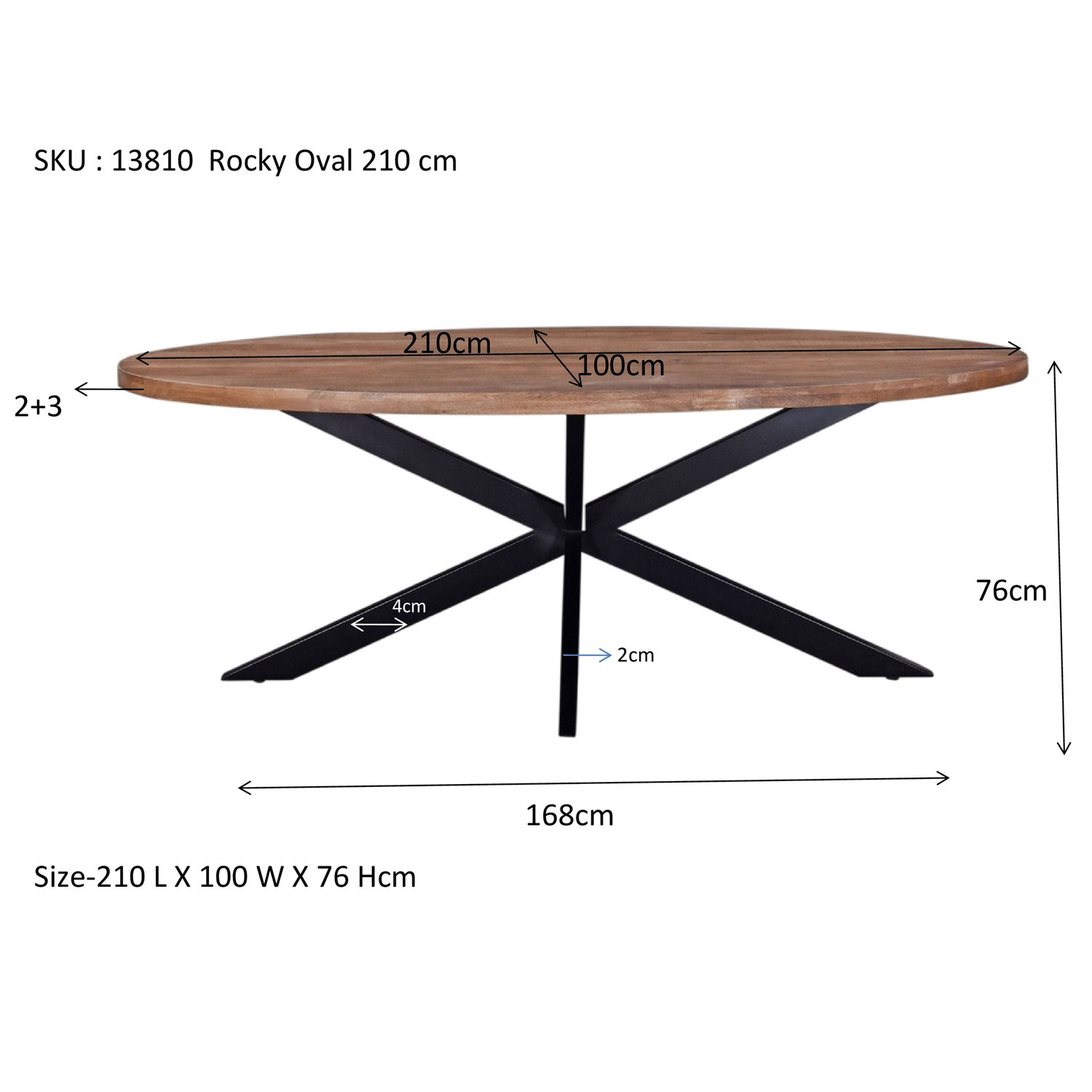 Esstisch Rocky oval 210 x 110 cm Mangoholz