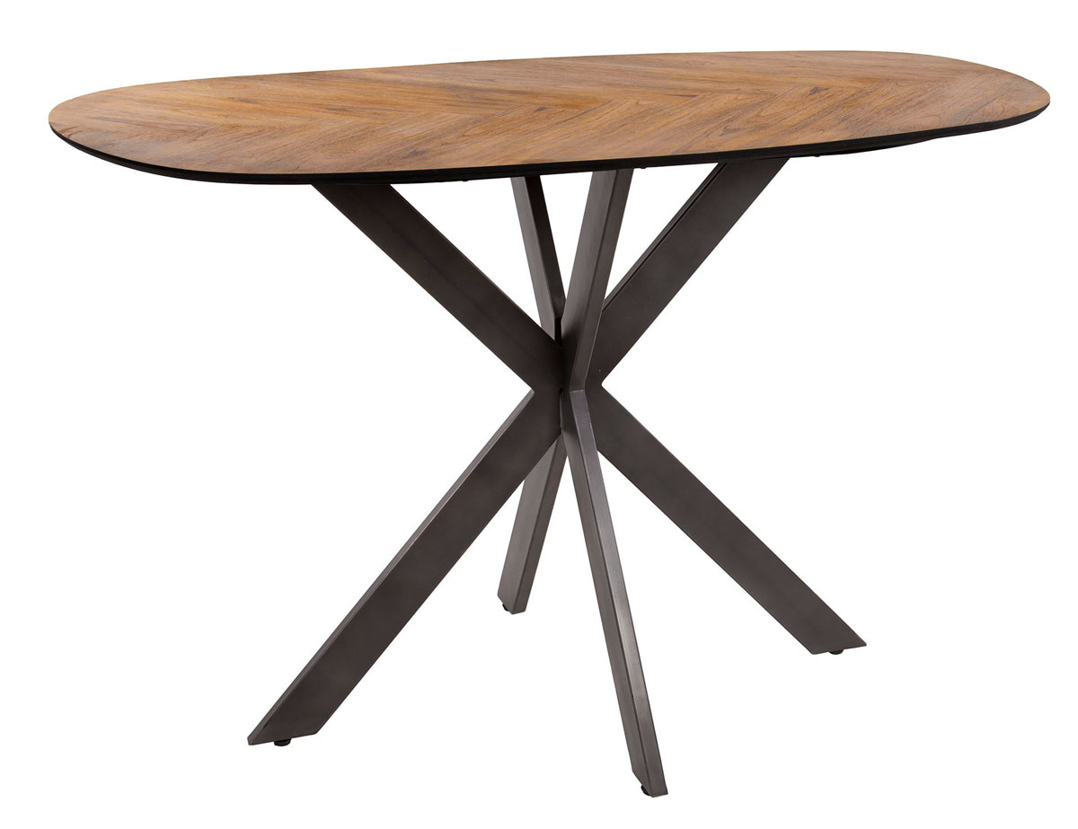 Bartisch NATURAL 140 x 80 cm Fischgräte recyceltes Teakholz Furnier