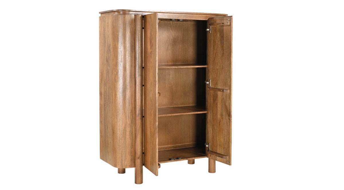 Schrank Highboard Salono H 150 cm Mango Holz massiv braun