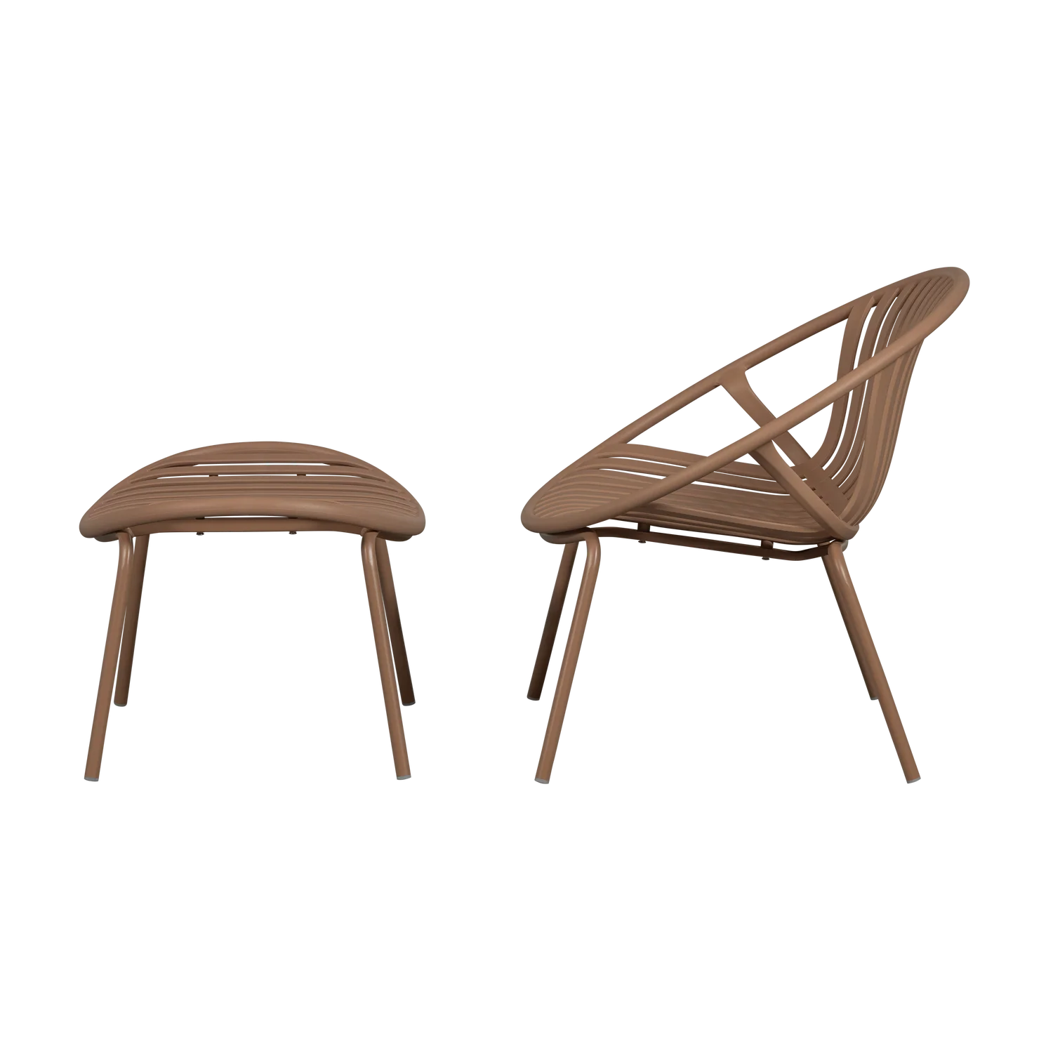 Outdoor Lounge Sessel BRUCE mit Hocker Metall lachsrosa Gartensessel