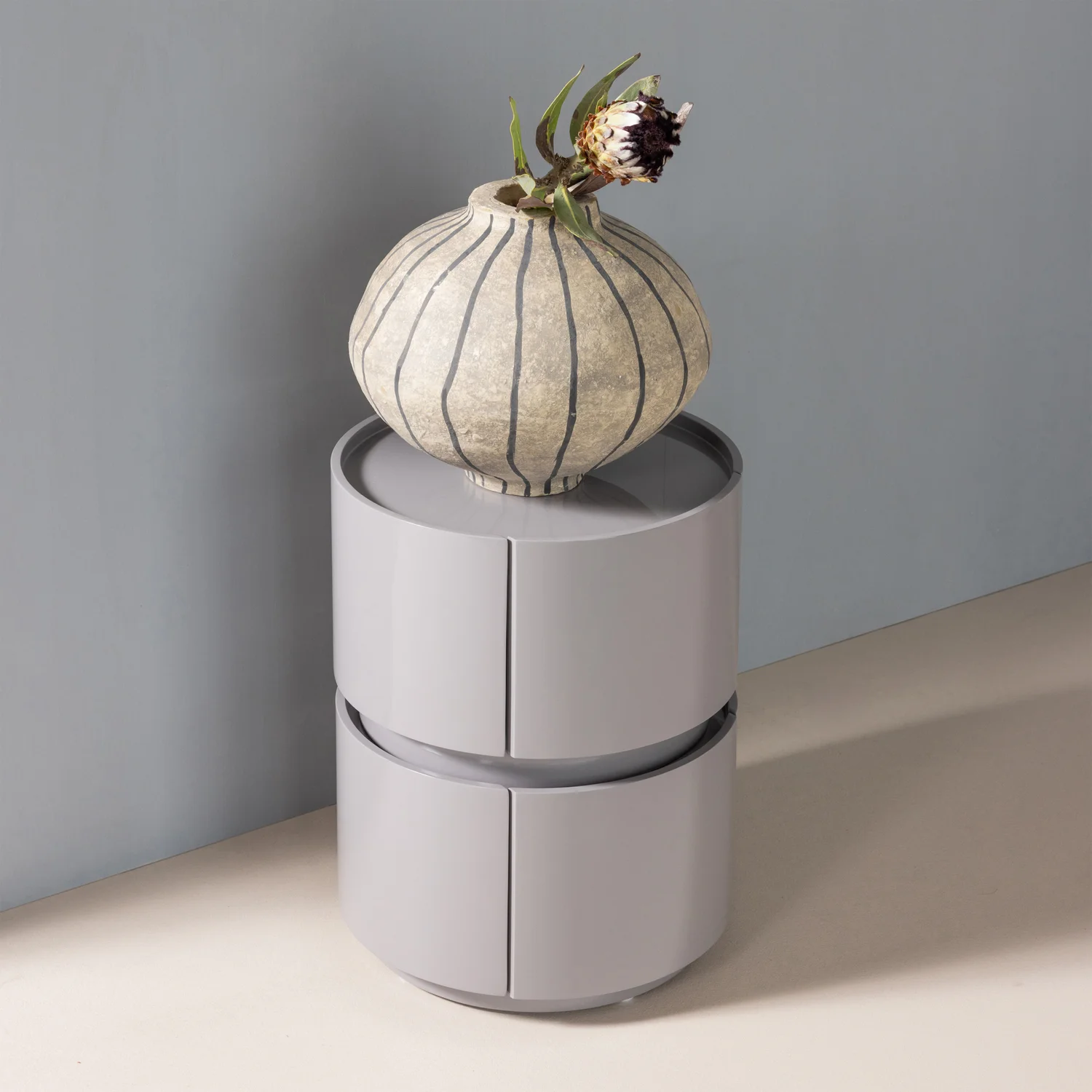 Kommode LUNEX H 50 cm MDF hochglanz hellgrau