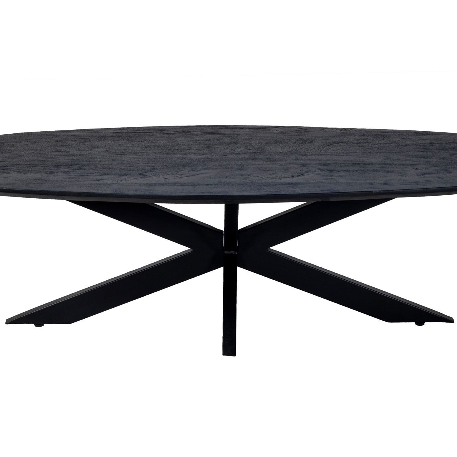 Couchtisch JORDAN oval 130 x 70 cm Mangoholz schwarz