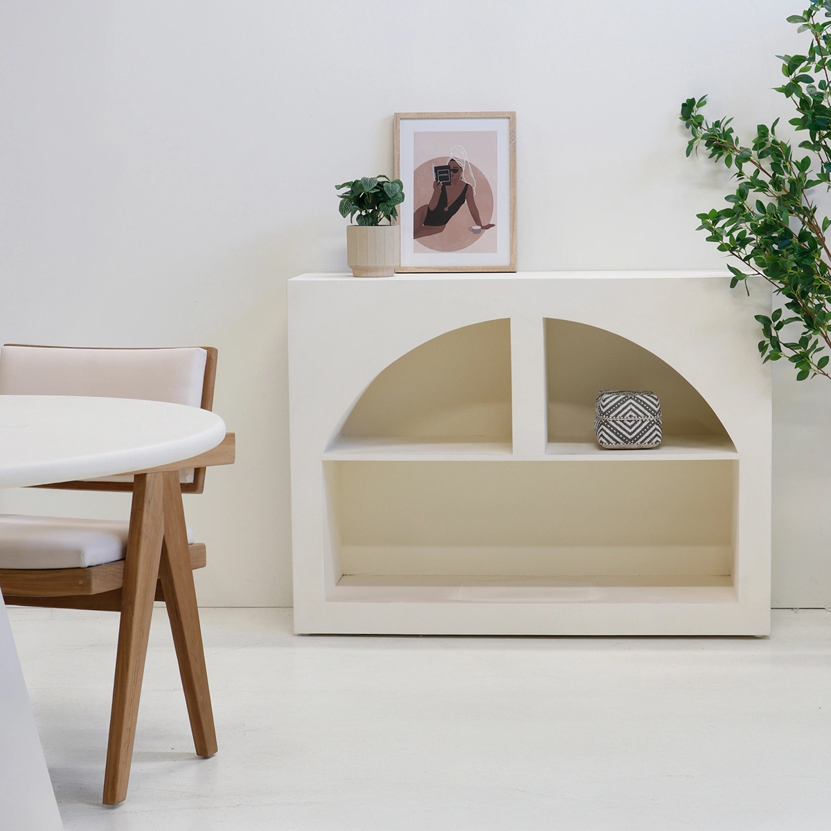 Sideboard Liena 120 cm mit offenen Fächern Kommode MDF beige