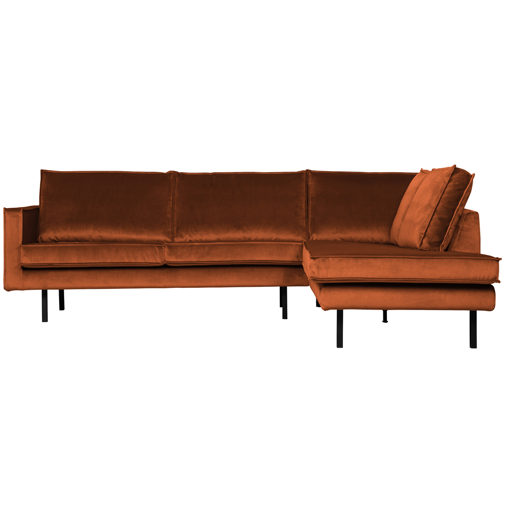 Eckgarnitur Rodeo Samt rostfarben Couch Sofa Ecksofa Longchair rechts