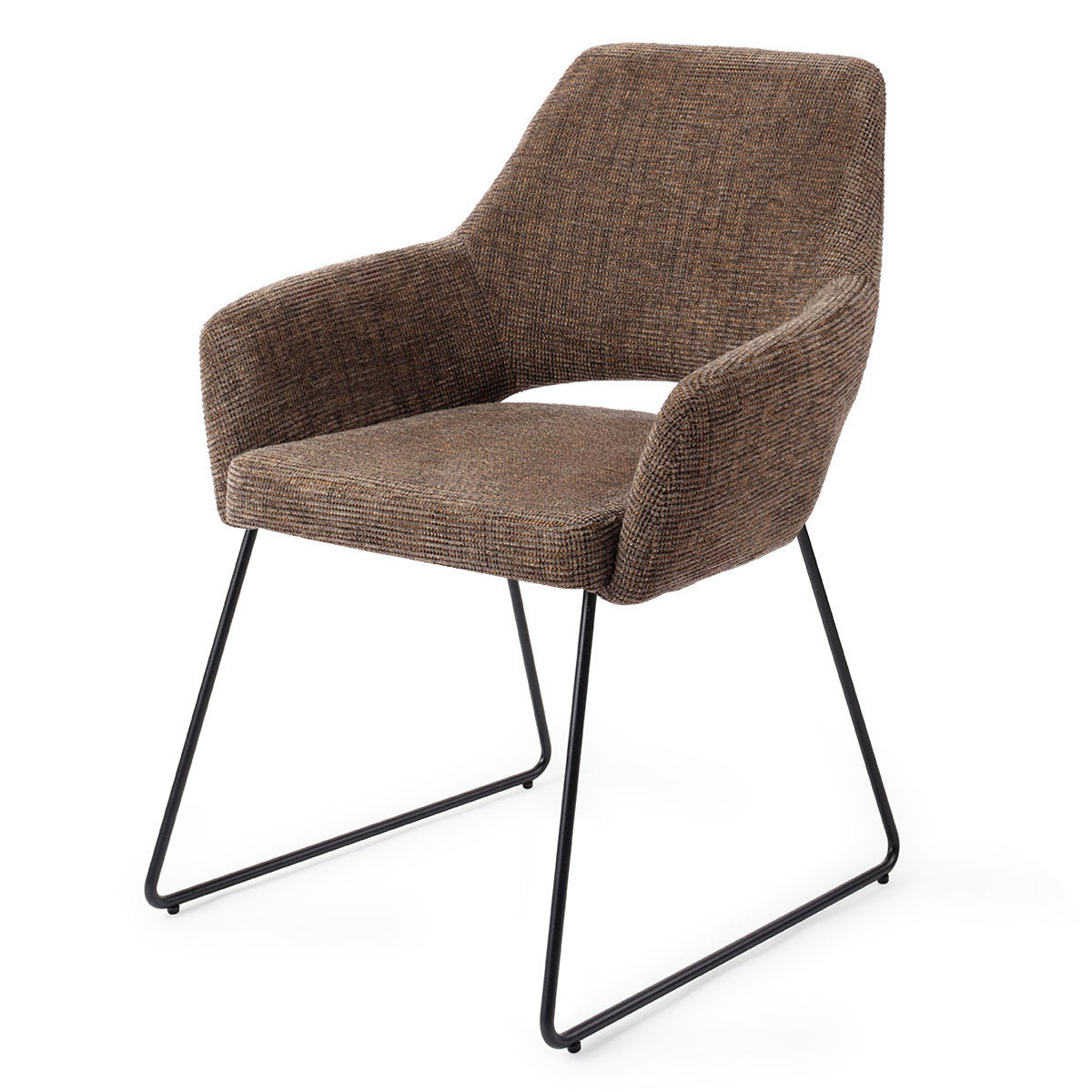 Esszimmerstuhl YANAI – Kastanie mit schwarzem Slide Gestell