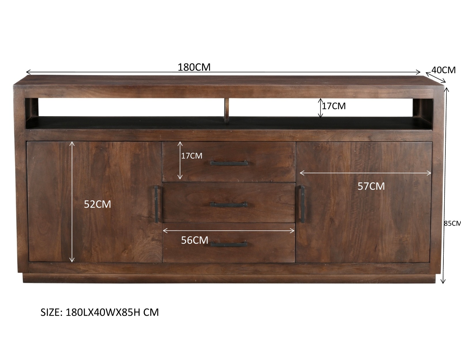 Sideboard Jaxx B 180 cm Mango Massivholz braun