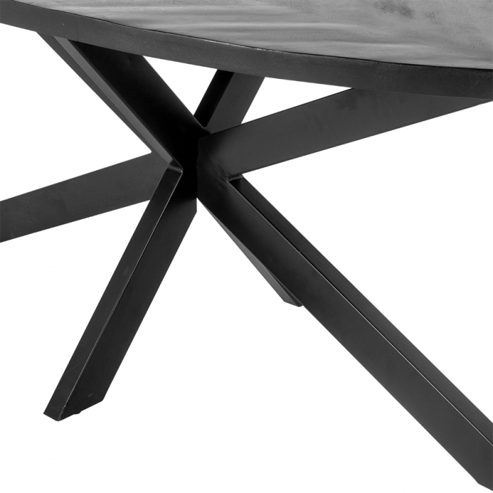 Esstisch BOB 240 x 100 cm oval Mangoholz Fischgrät schwarz