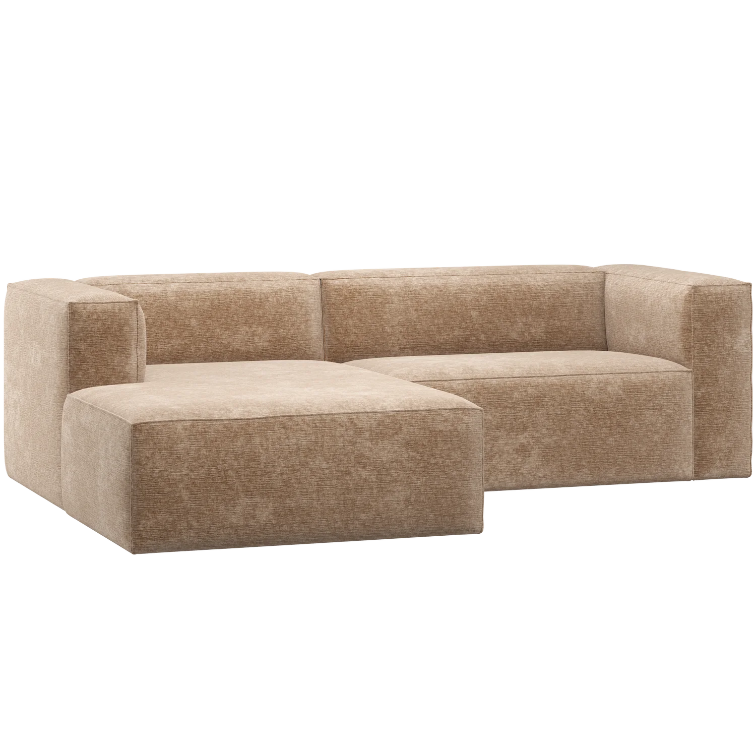 Ecksofa BEAN Chenille-Samt Pfirsich rosa Longchair links