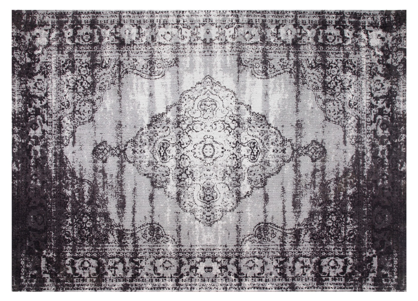 Vintage Teppich Kelly 170 x 240 cm Baumwolle schwarz mit Muster Carpet