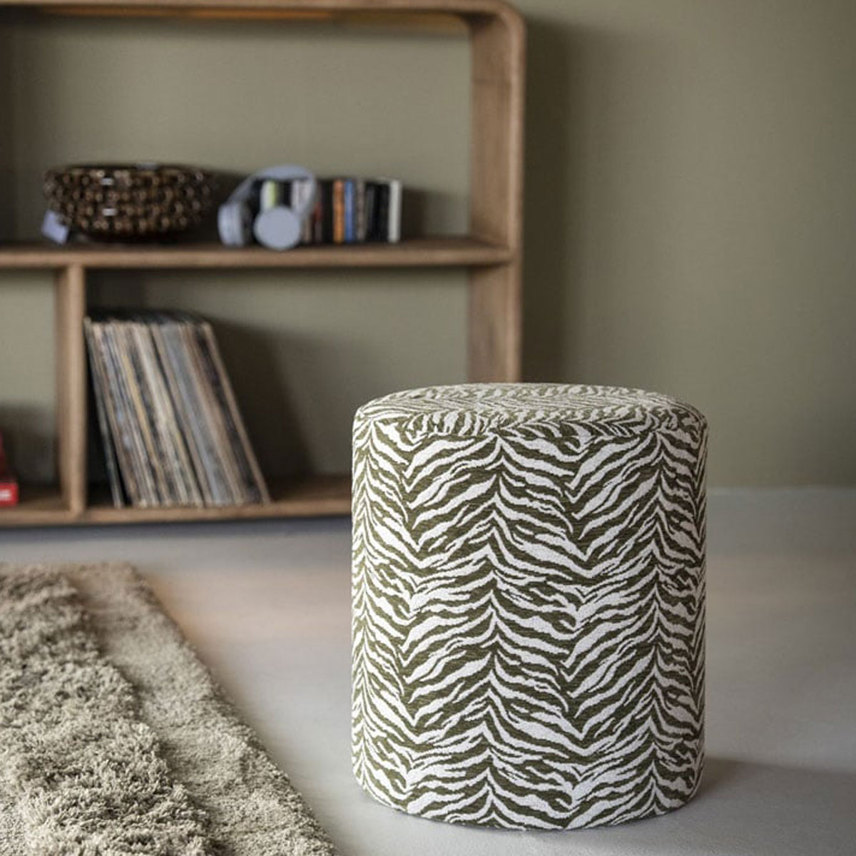 Hocker Sitzhocker Tigra SH 42 cm grün mit Zebramuster