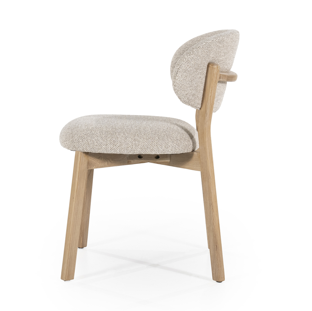 Esszimmerstuhl Stuhl MICKY Stoffbezug taupe Beine Eiche