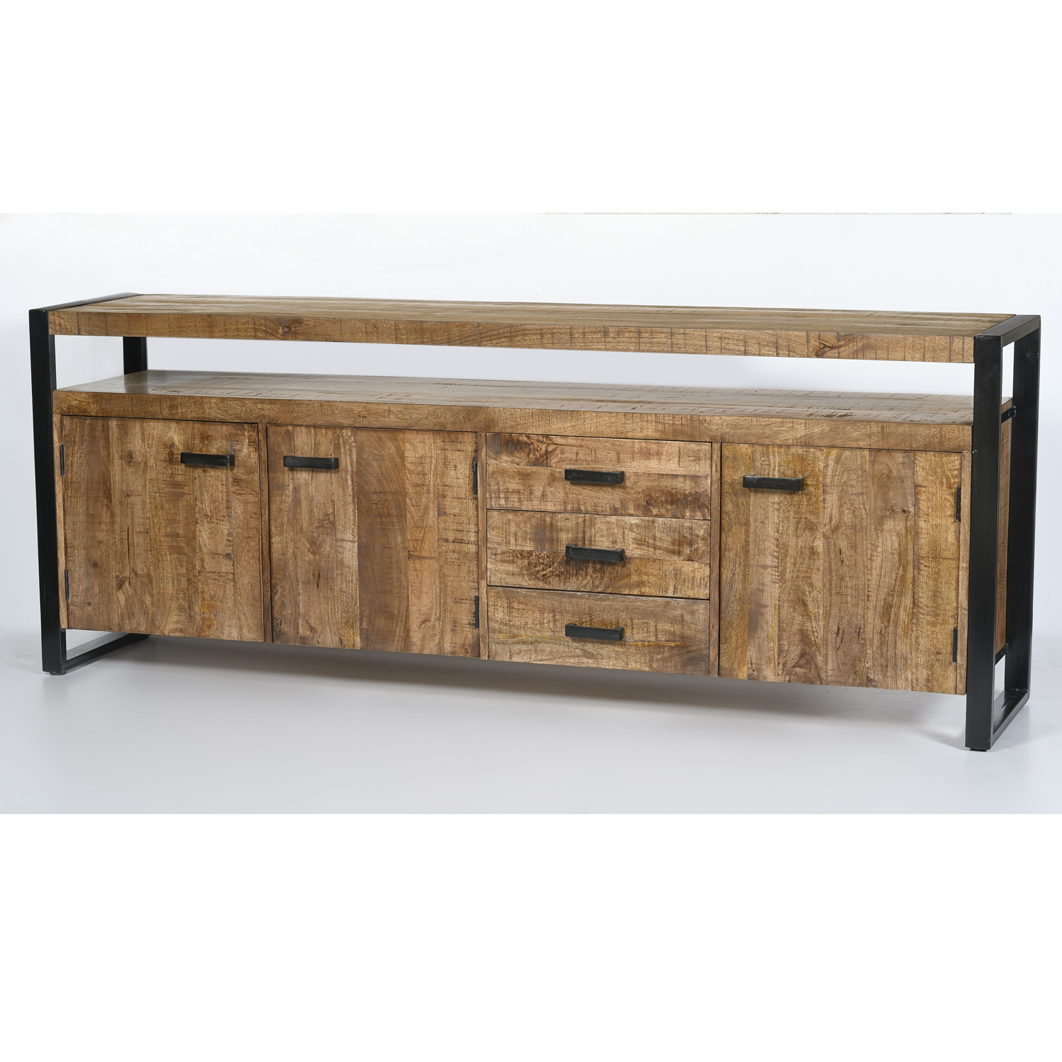 Kommode Sideboard Nairobi 210 cm Mango Holz Metall schwarz