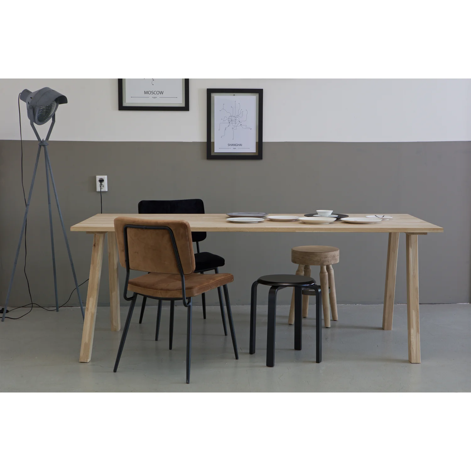 2er Set Tischbeine TABLO A-LEGS Eiche Massivholz natur