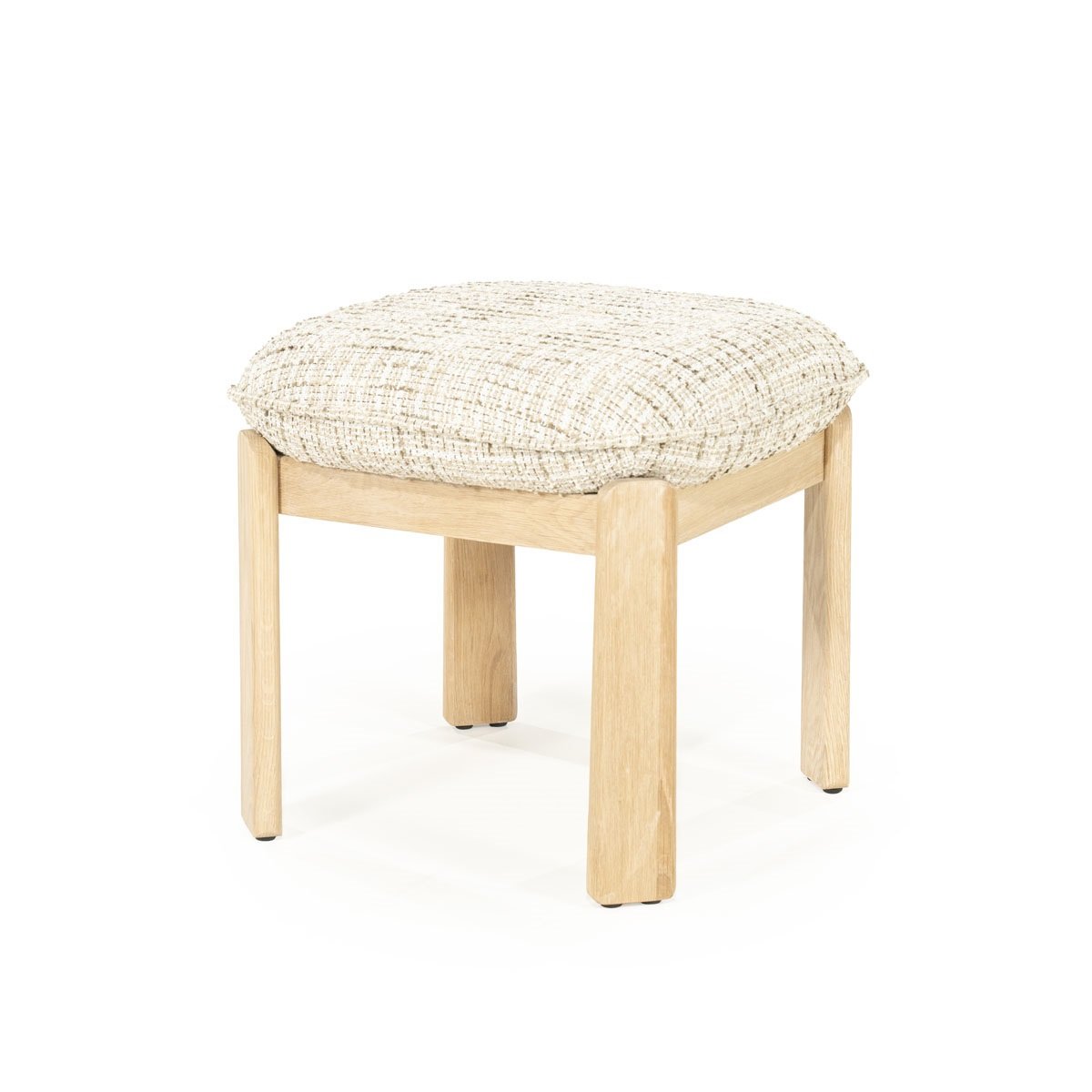 Sitzhocker Hocker Lottie 48 x 48 cm Eiche Massivholz Bezug Nori beige