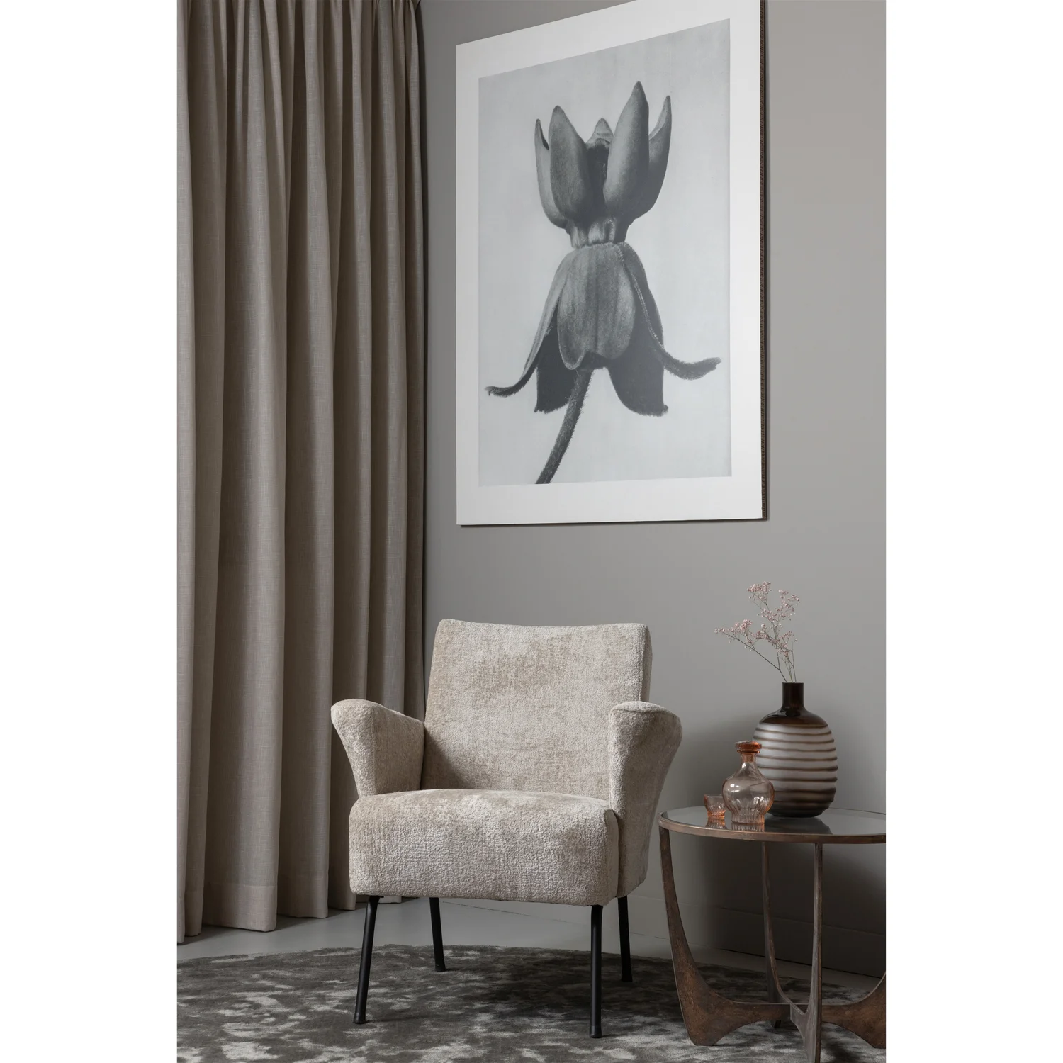 Sessel MUSE grober Webstoff natur